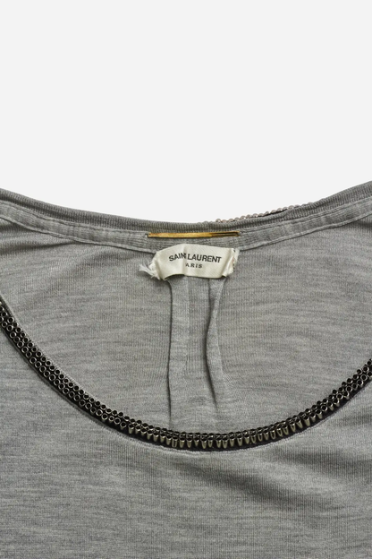 Saint Laurent Paris Grey Metal Details Tee