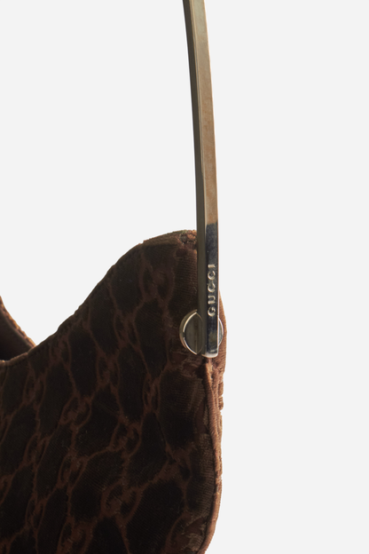 Gucci 1997 Tom Ford Brown Velvet Monogram Bag