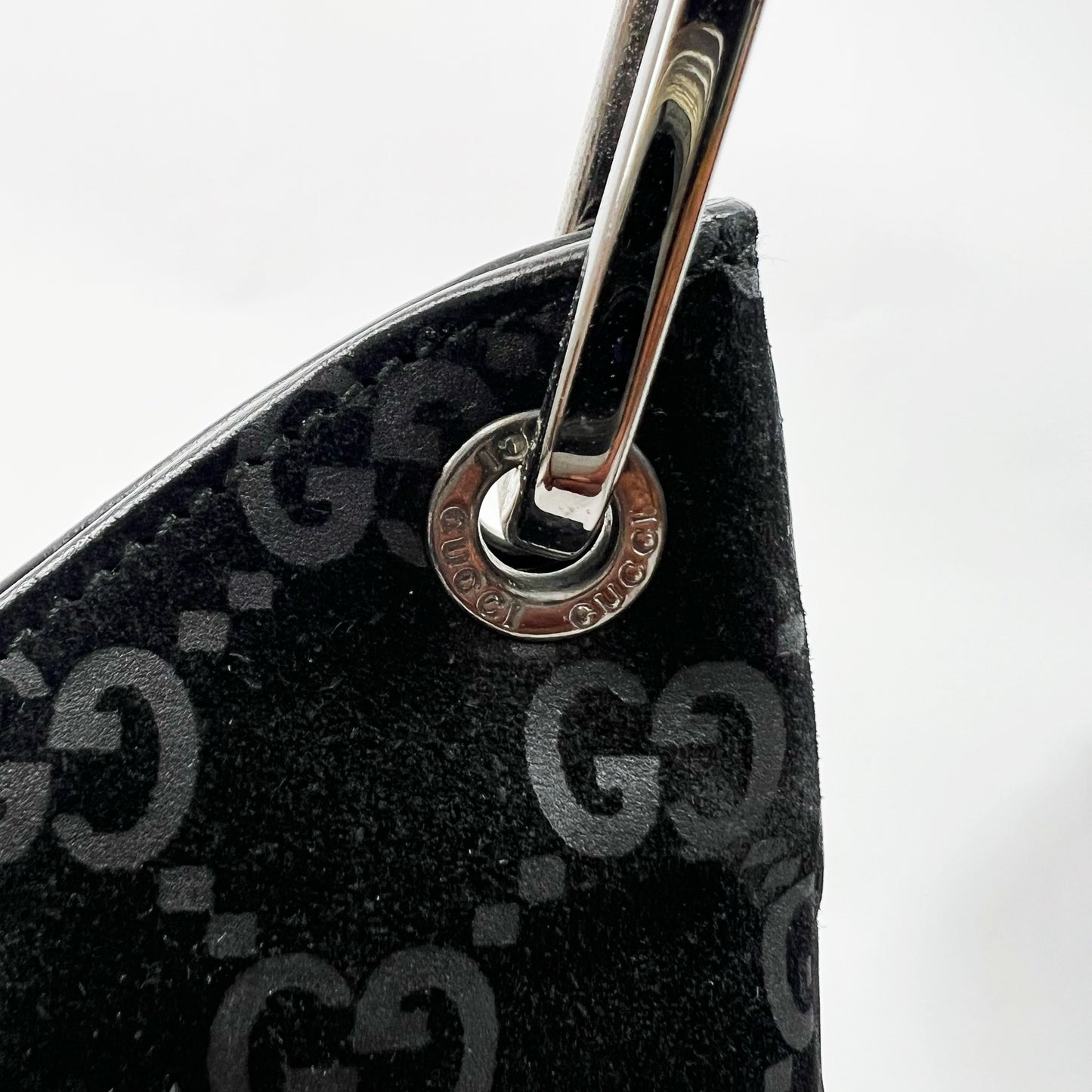 90s Gucci black bamboo monogram bag