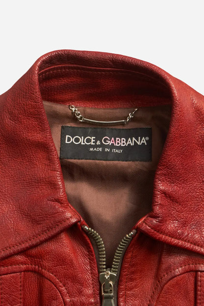 Dolce & Gabbana Red Leather Jacket