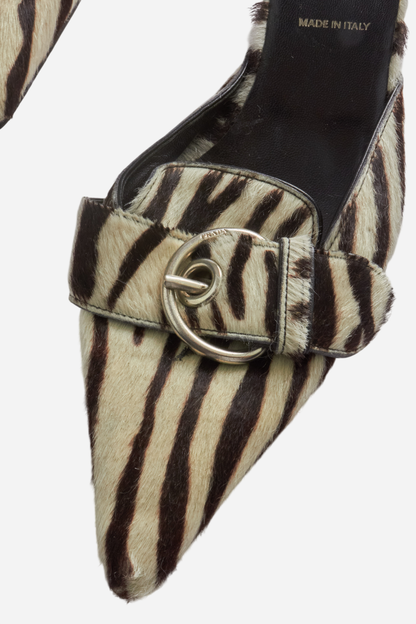 Prada S/S02 Pony Hair Zebra Heels