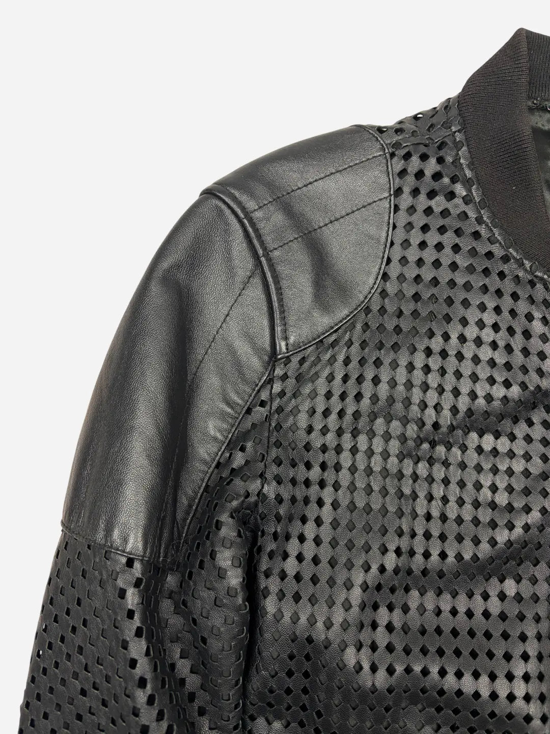 Dolce & Gabbana Black Leather Perforated Jacket