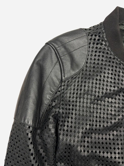 Dolce & Gabbana Black Leather Perforated Jacket