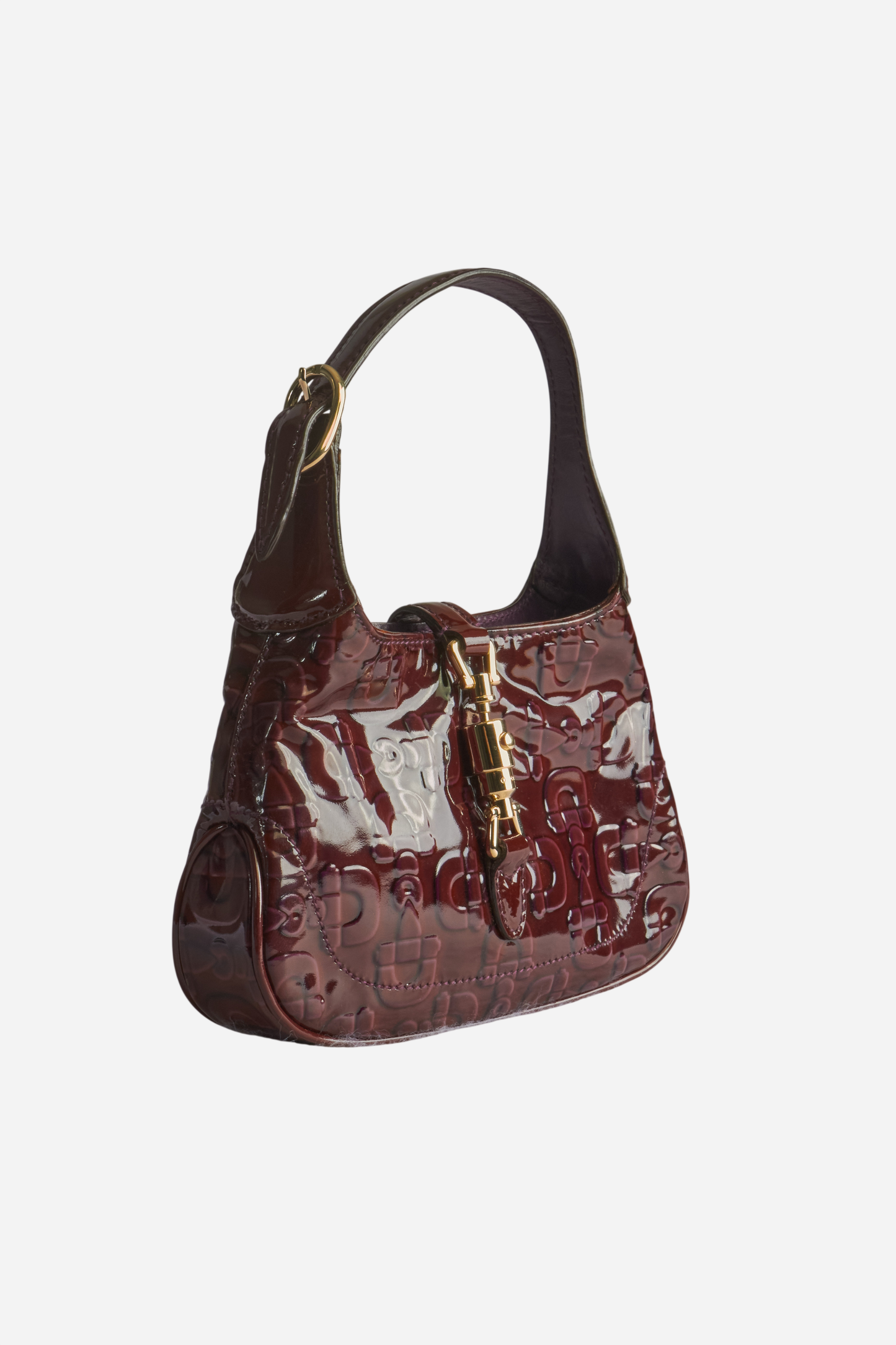 Gucci Burgundy Horsebit Print Mini Jackie Bag