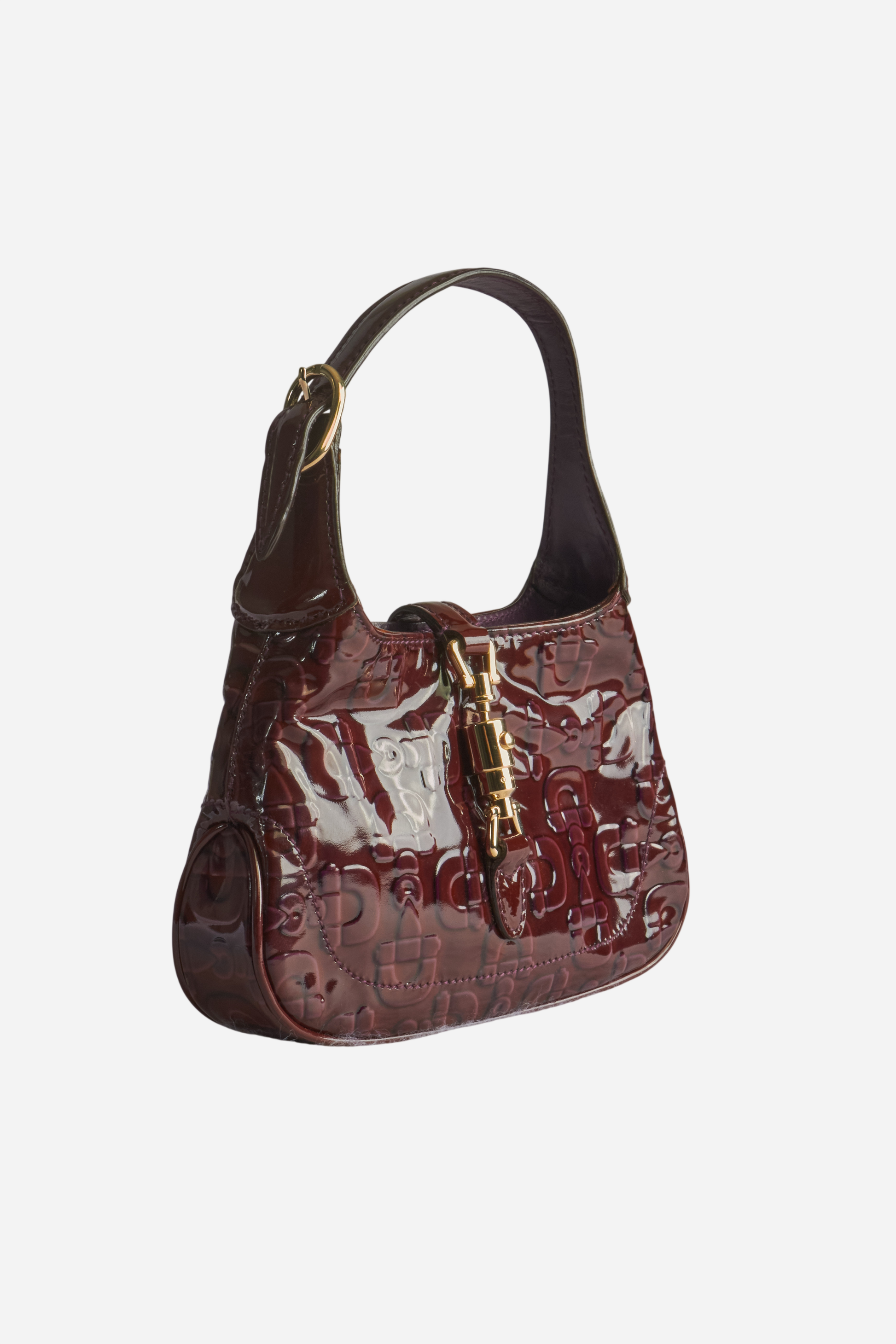 Gucci Burgundy Horsebit Print Mini Jackie Bag