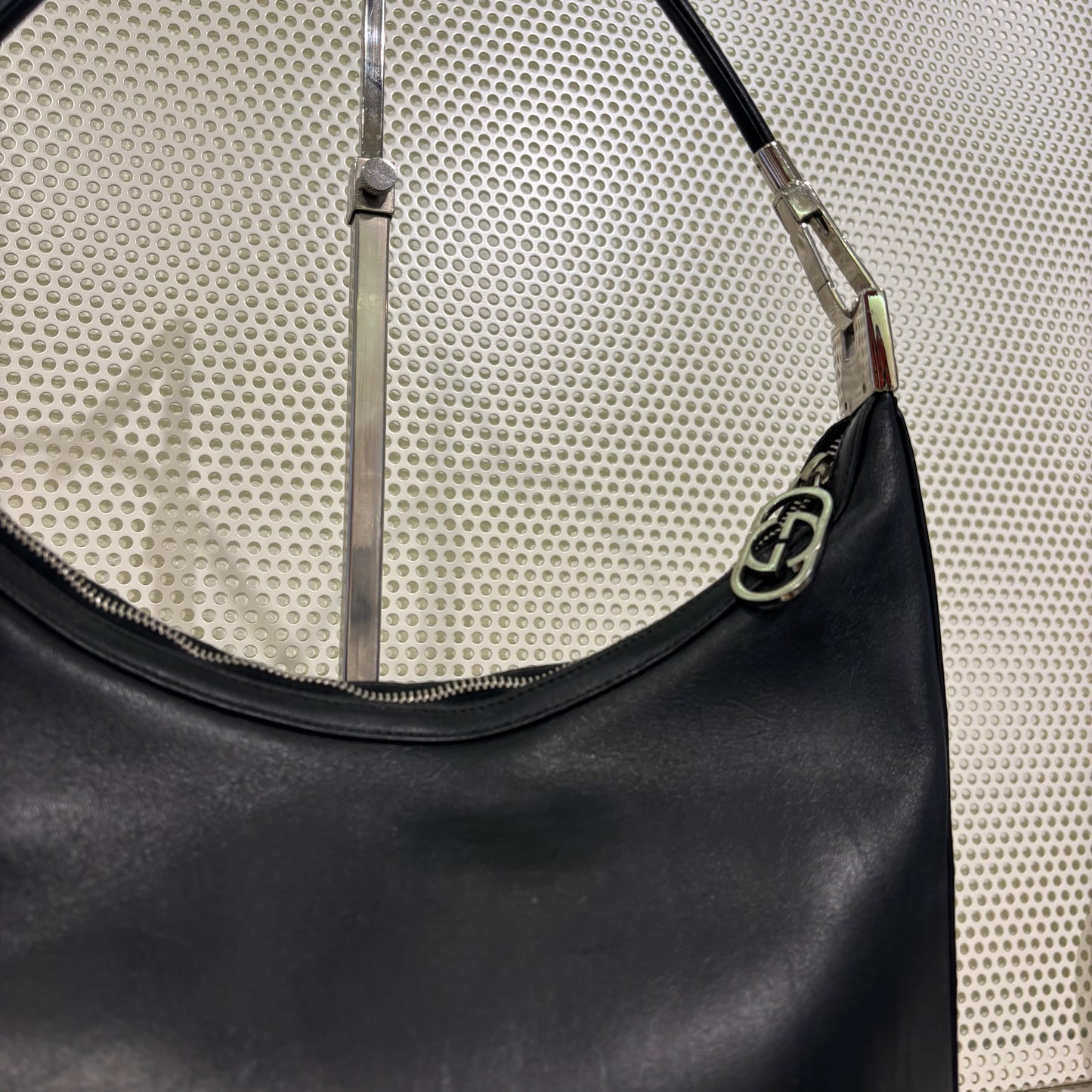 Gucci black leather hobo bag