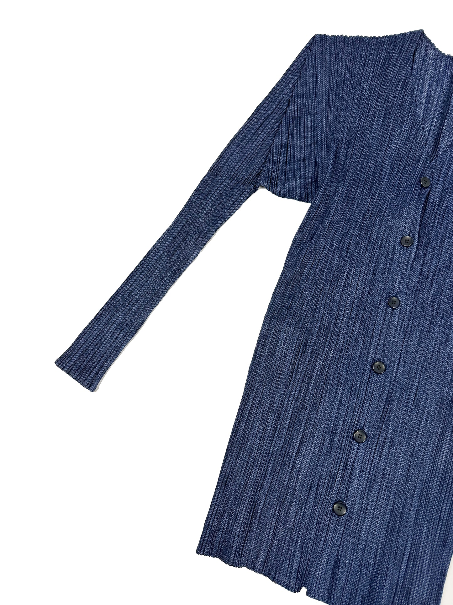 Denim Print Pleated Cardigan