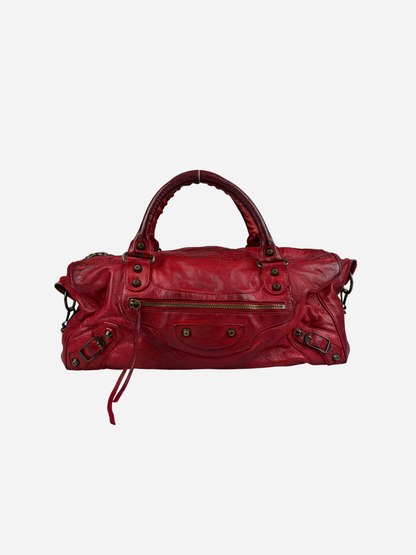 Balenciaga Red Leather City Bag