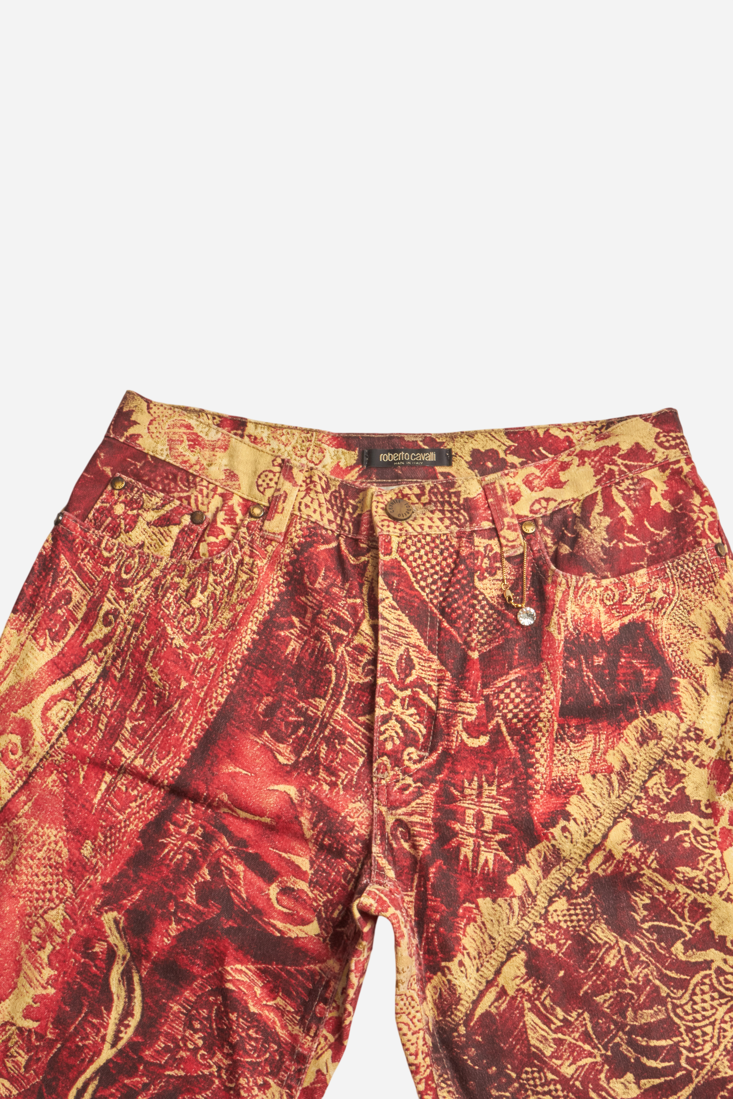 Roberto Cavalli Red Printed Pants