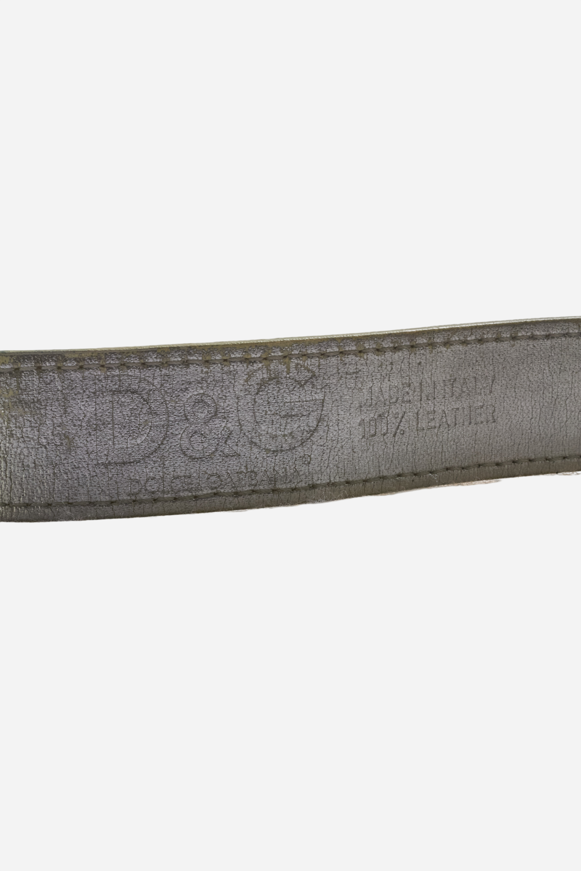 Dolce & Gabbana White Leather Gold Glitter Belt