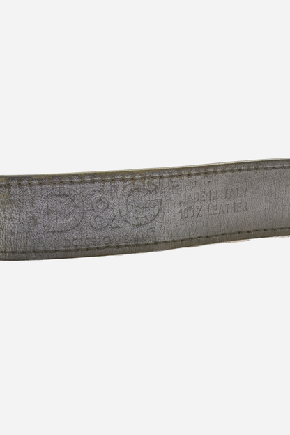 Dolce & Gabbana White Leather Gold Glitter Belt