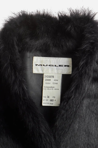 Mugler Black Rabbit Fur Jacket