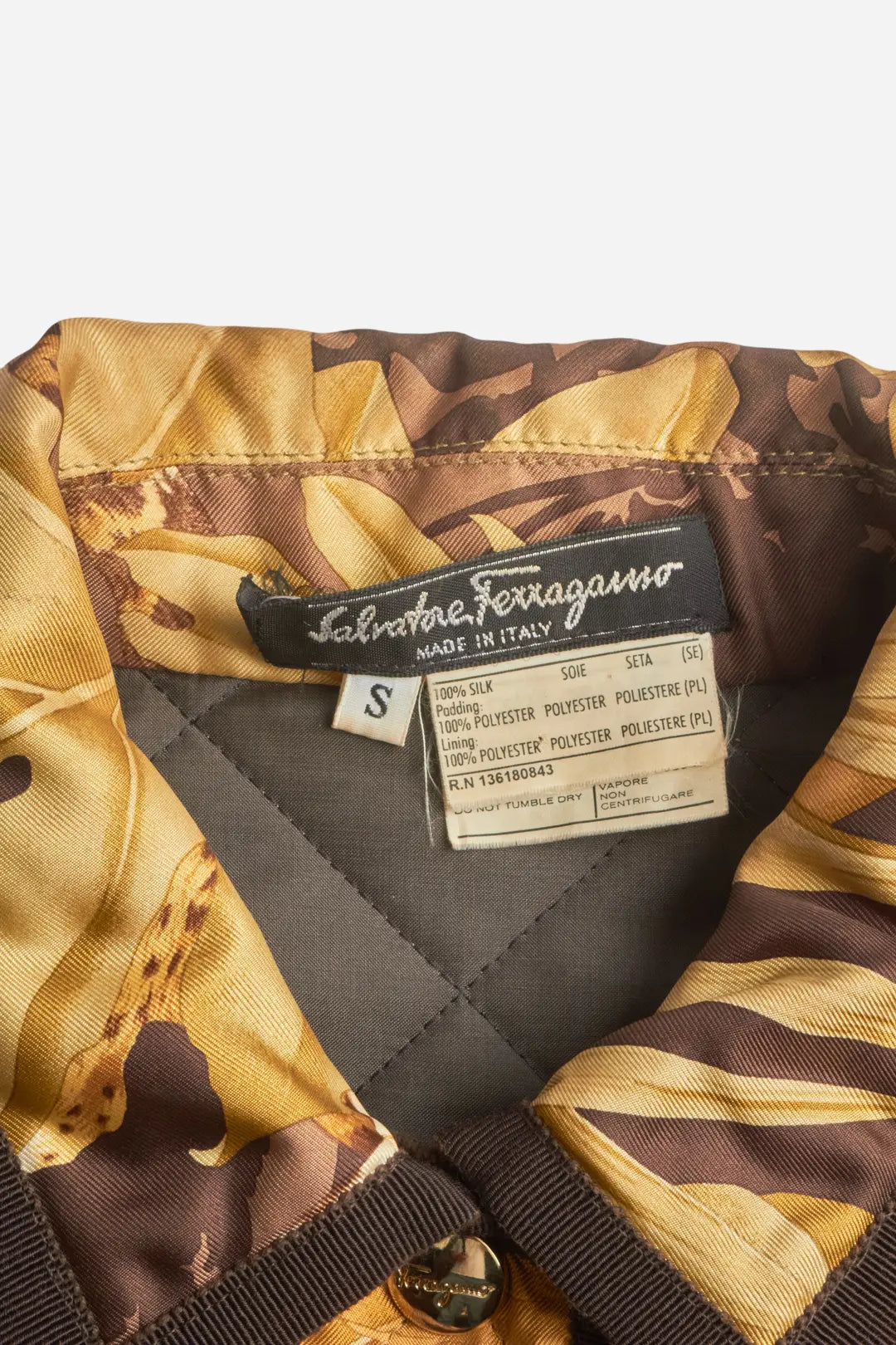 Ferragamo Brown Silk Jungle Jacket