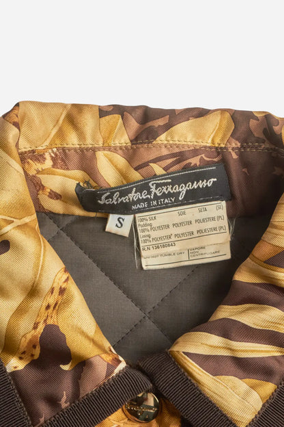 Ferragamo Brown Silk Jungle Jacket
