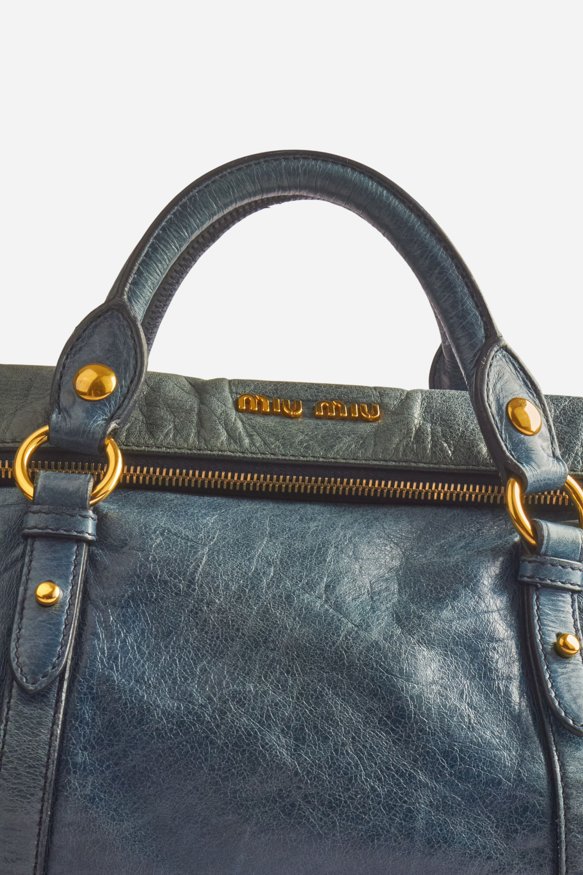 Miu Miu Blue Leather Bow Bag