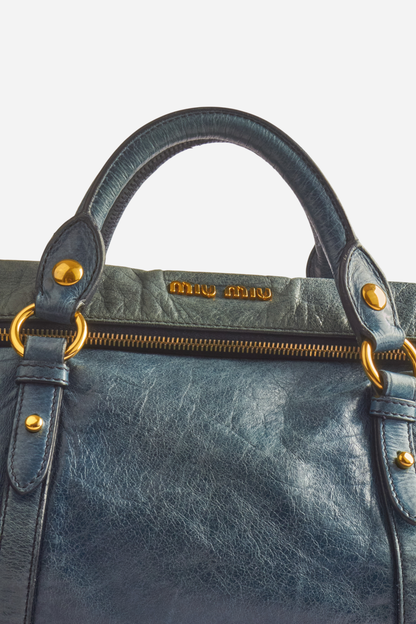 Miu Miu Blue Leather Bow Bag
