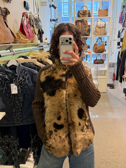 Roberto Cavalli Brown Fur Zipup