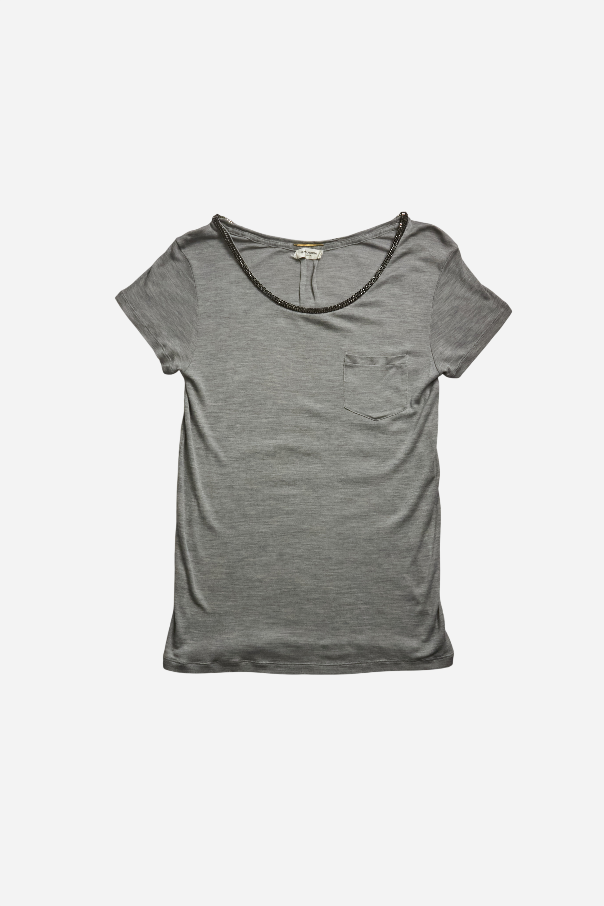 Saint Laurent Paris Grey Metal Details Tee