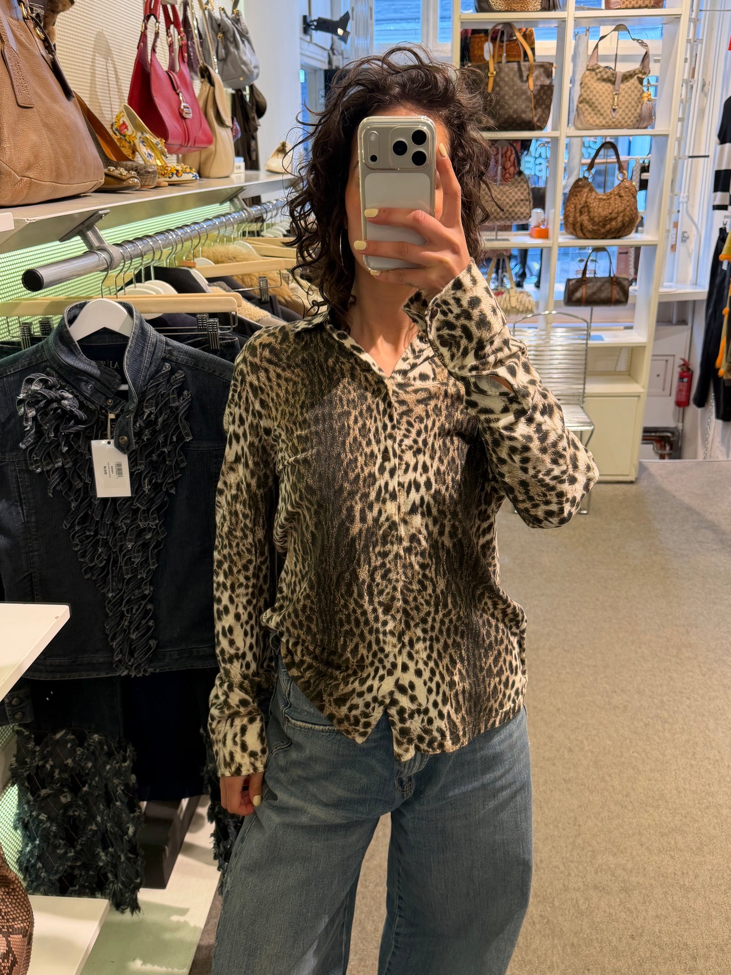 Roberto Cavalli Brown Leopard Print Shirt