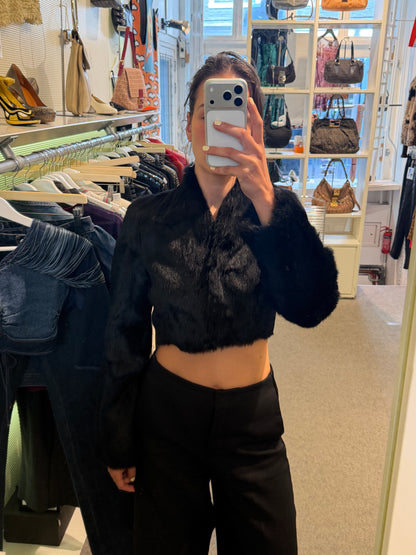 Mugler Black Rabbit Fur Jacket