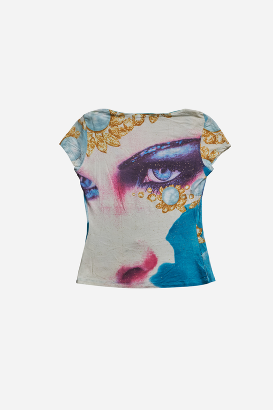 Roberto Cavalli S/S01 Elizabeth Taylor Print Face Tee
