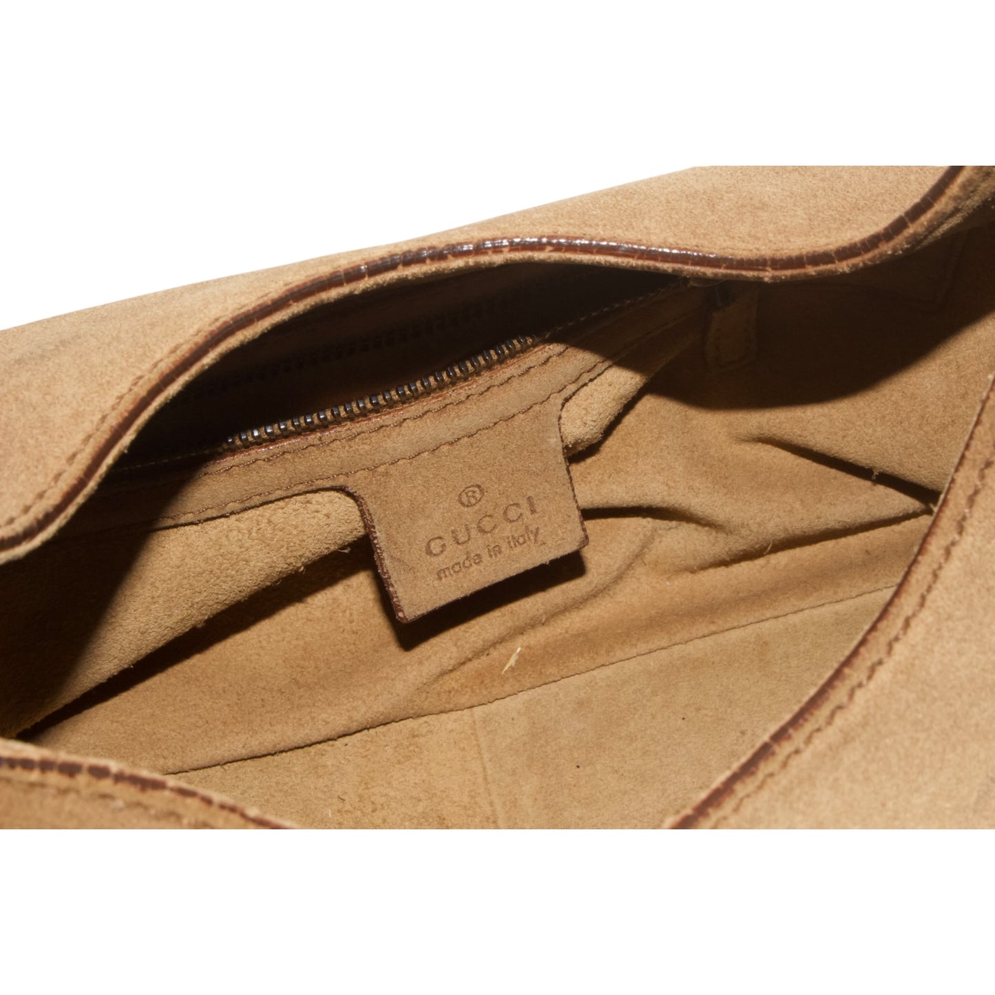 Gucci Brown Suede Whipstitch Hobo Bag