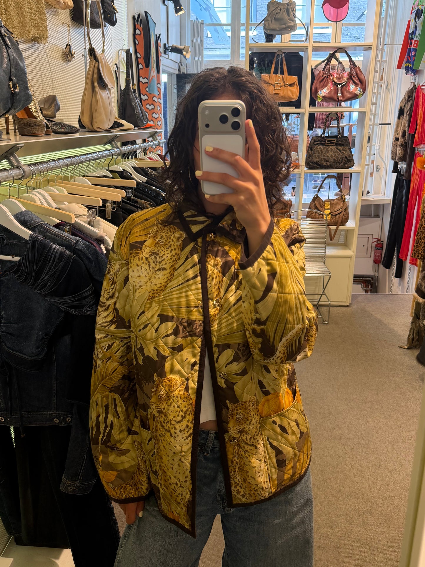 Ferragamo Brown Silk Jungle Jacket