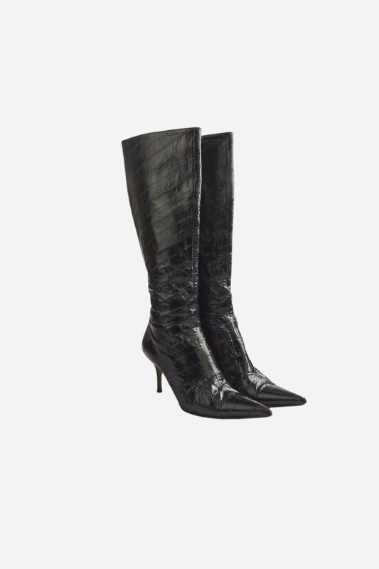 Dolce & Gabbana Black Eel Leather Boots