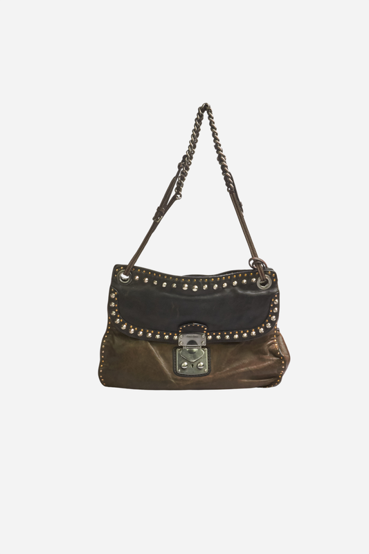 Miu Miu Matelasse Brown Leather Bag