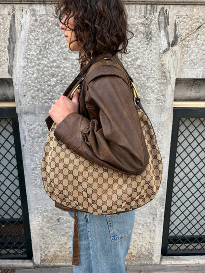 Gucci Beige Monogram Hobo Bag