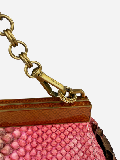 Prada 2004 Pink Brown Python Leather Bag