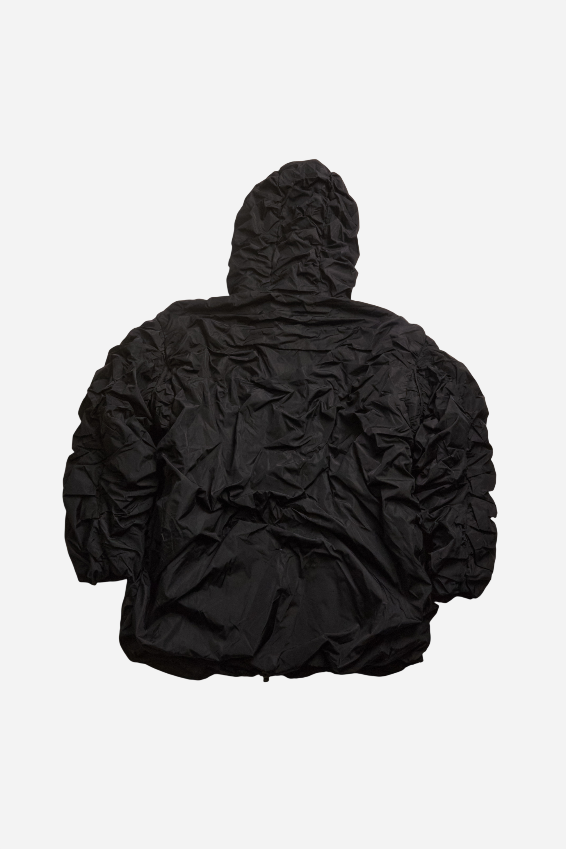 Prada Black Nylon Crinkled Hooded Jacket