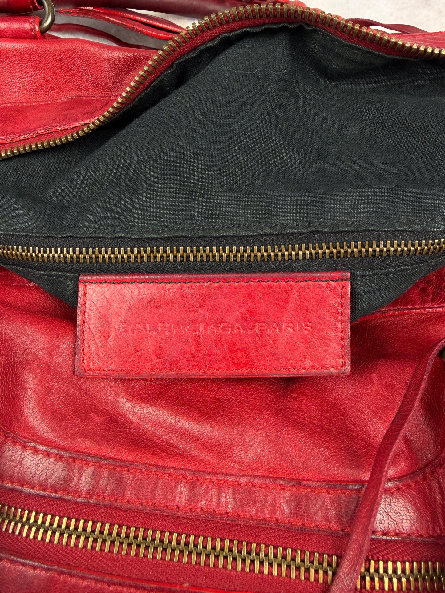 Balenciaga Red Leather City Bag