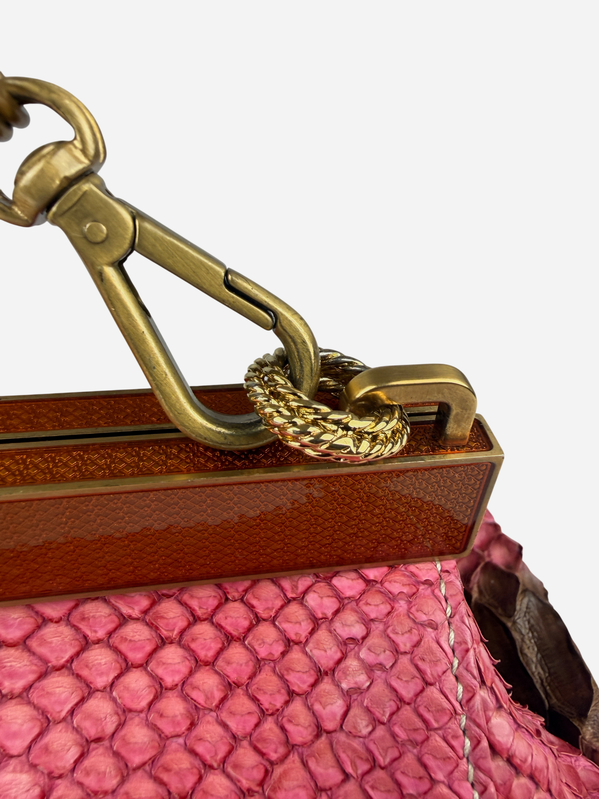 Prada 2004 Pink Brown Python Leather Bag