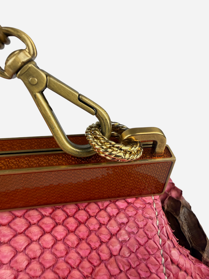 Prada 2004 Pink Brown Python Leather Bag
