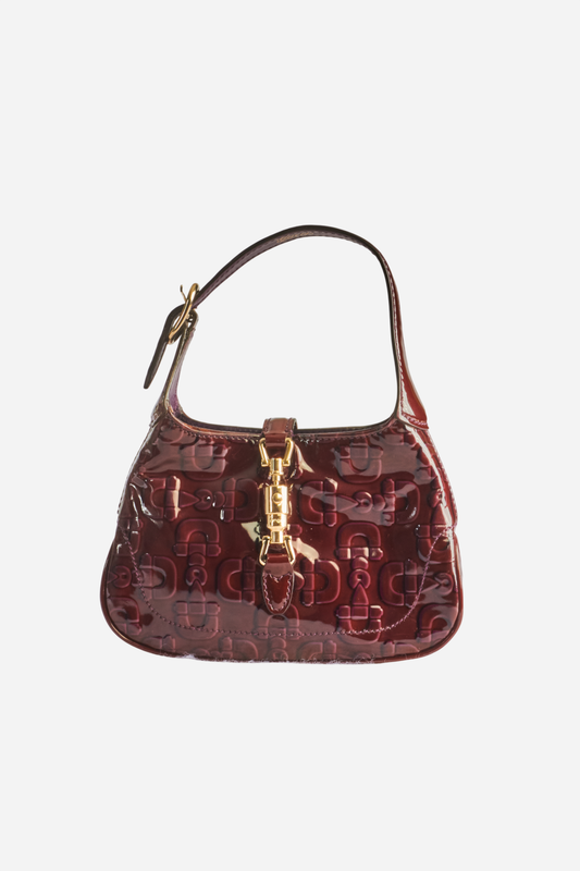 Gucci Burgundy Horsebit Print Mini Jackie Bag
