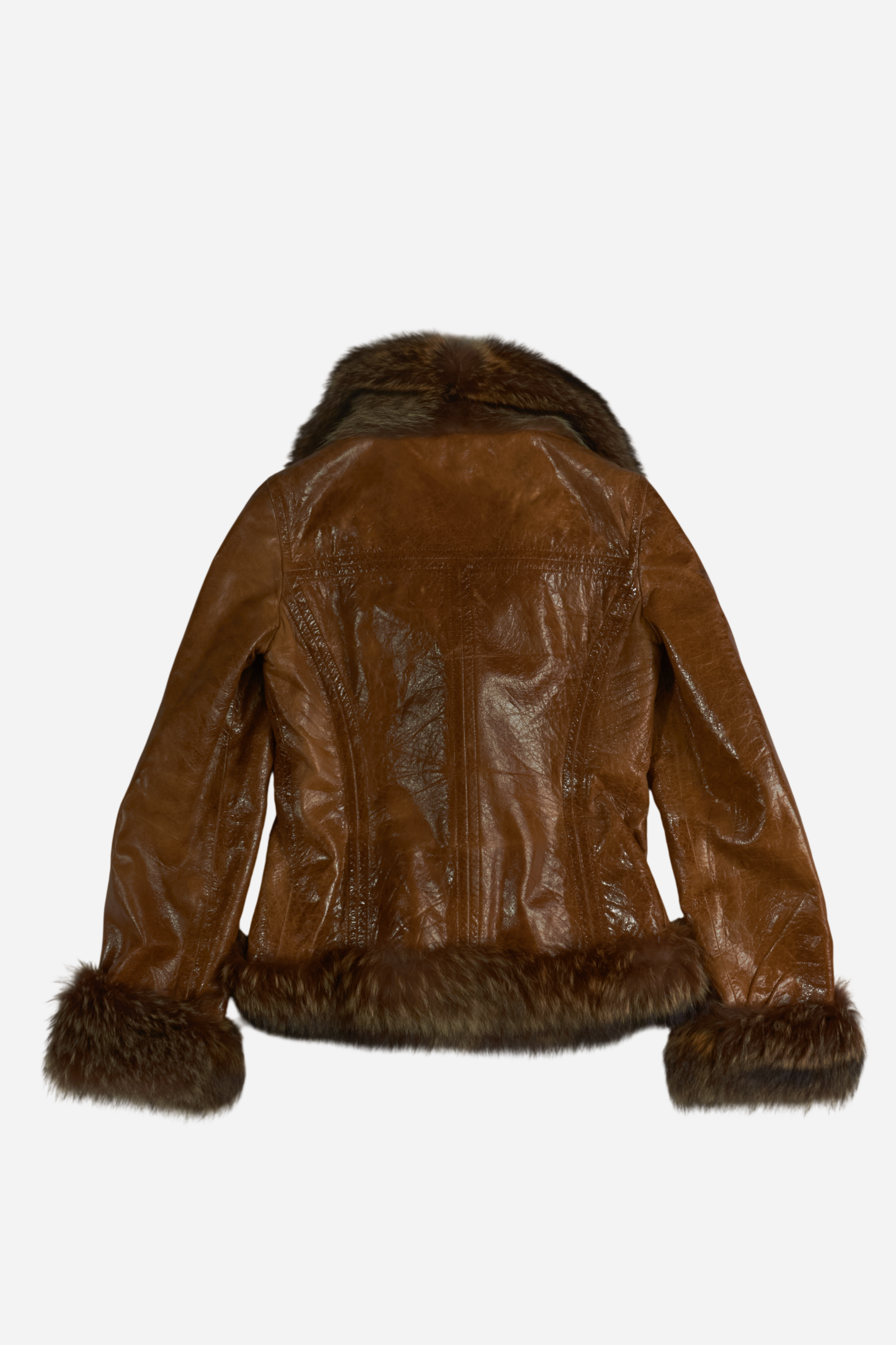 Dolce &amp; Gabbana Brown Fur Leather Jacket