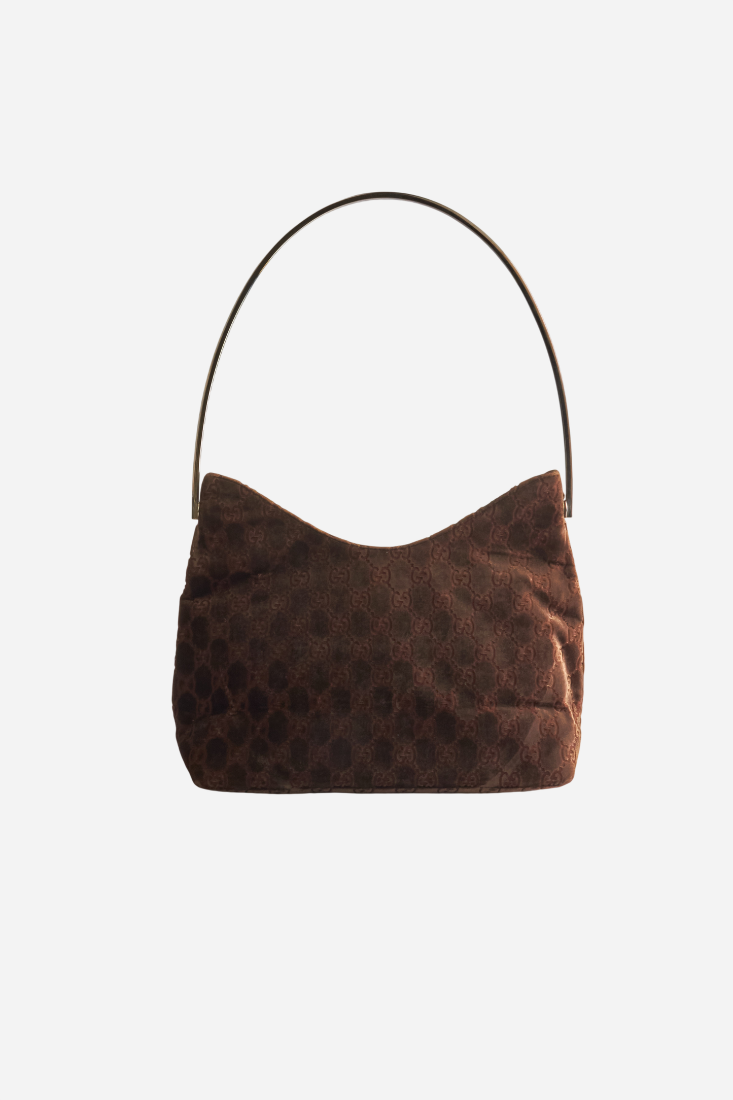 Gucci 1997 Tom Ford Brown Velvet Monogram Bag