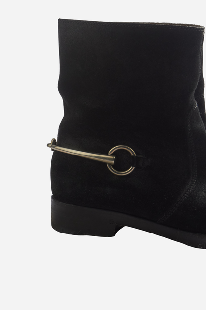 Gucci Black Suede Horstebit Boots
