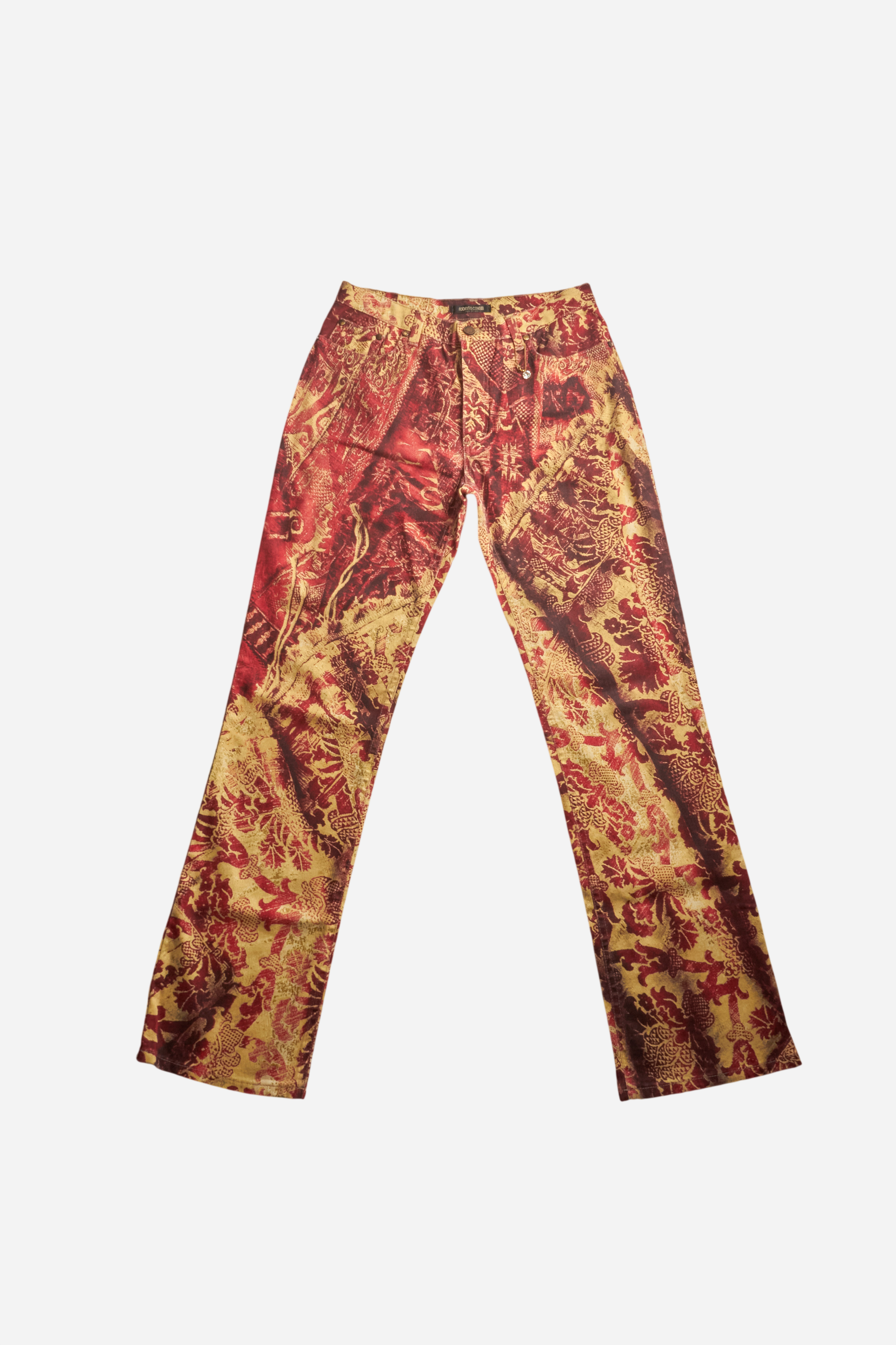 Roberto Cavalli Red Printed Pants
