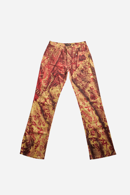 Roberto Cavalli Red Printed Pants