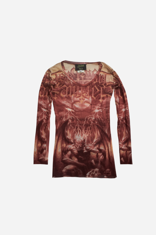 Jean Paul Gaultier S/S01 Diablo Print Mesh Top