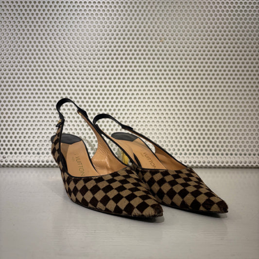 Louis Vuitton pony hair slingbacks