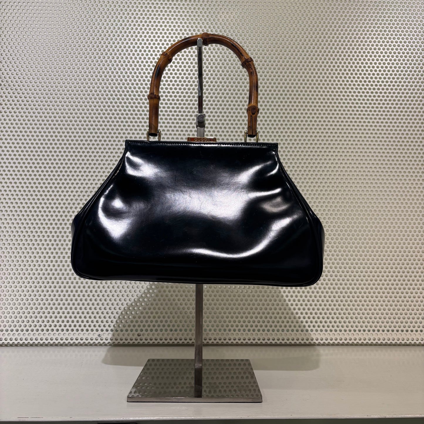 Gucci black bamboo bag 1995