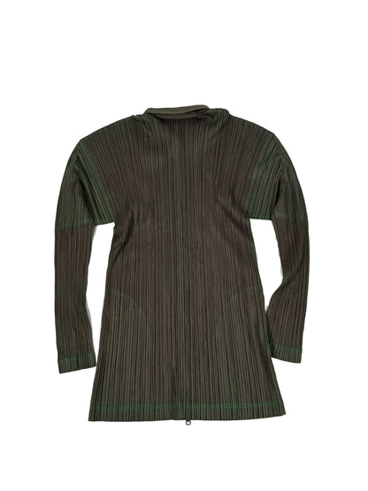 Green/Pink Pleated Zip-Up