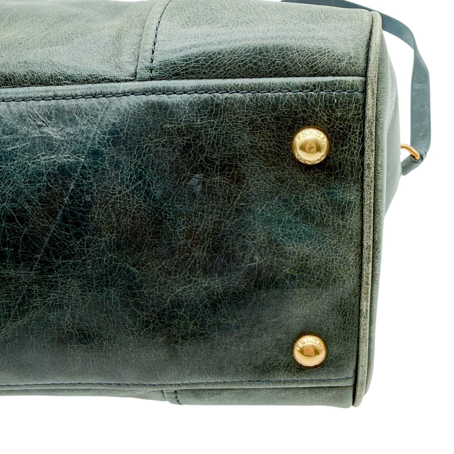 Prada Emerald Green Vitello Leather Bag