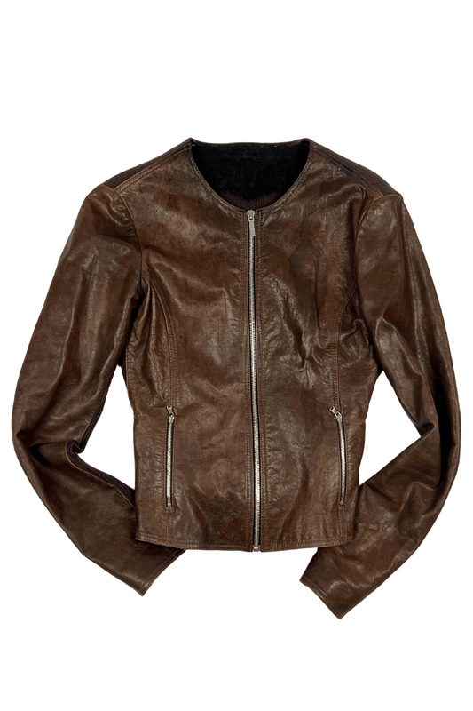 Hybrid Leather Knitted Jacket