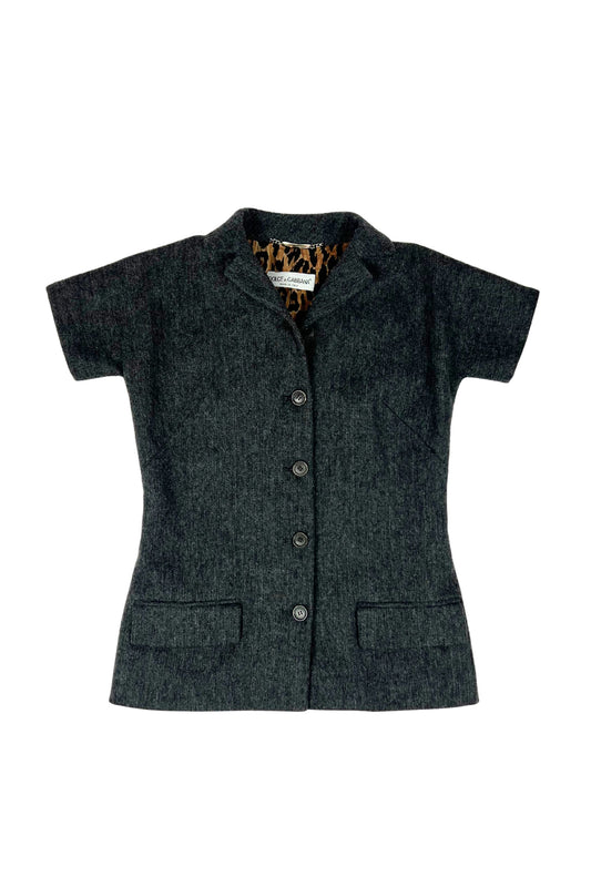 Wool Knitted Top with Panther Print Lining