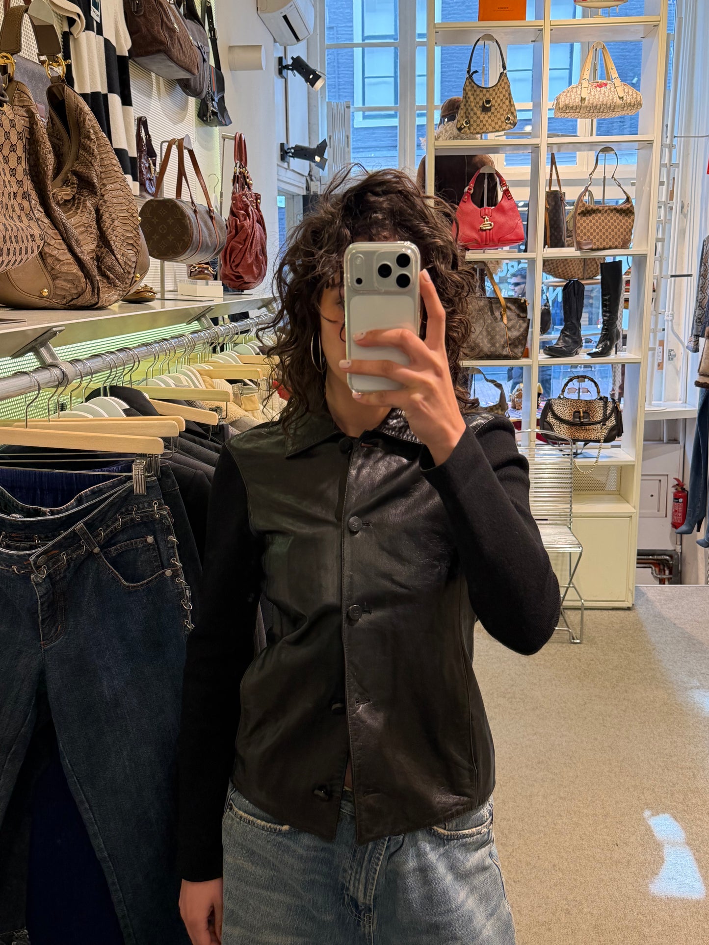 Fendi Black Hybrid Leather Jacket