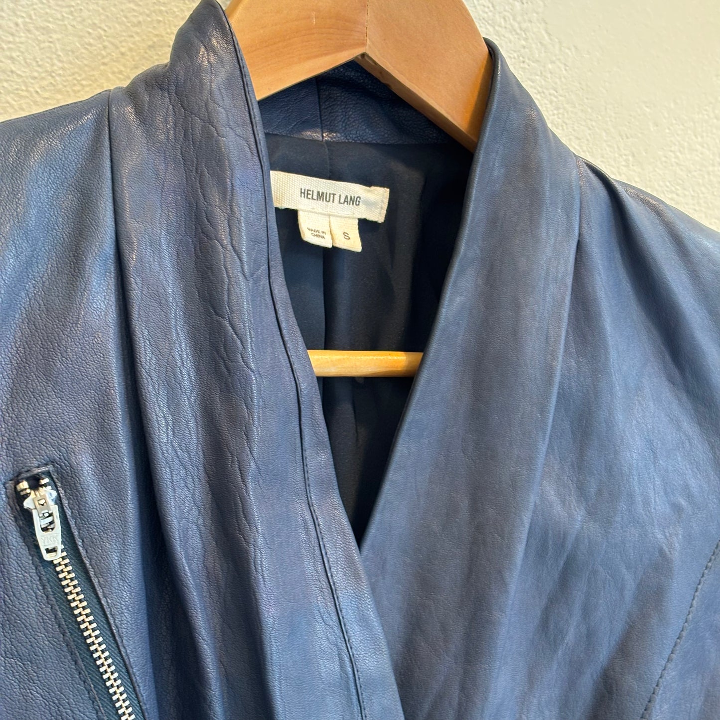 Helmut Lang blue leather jacket